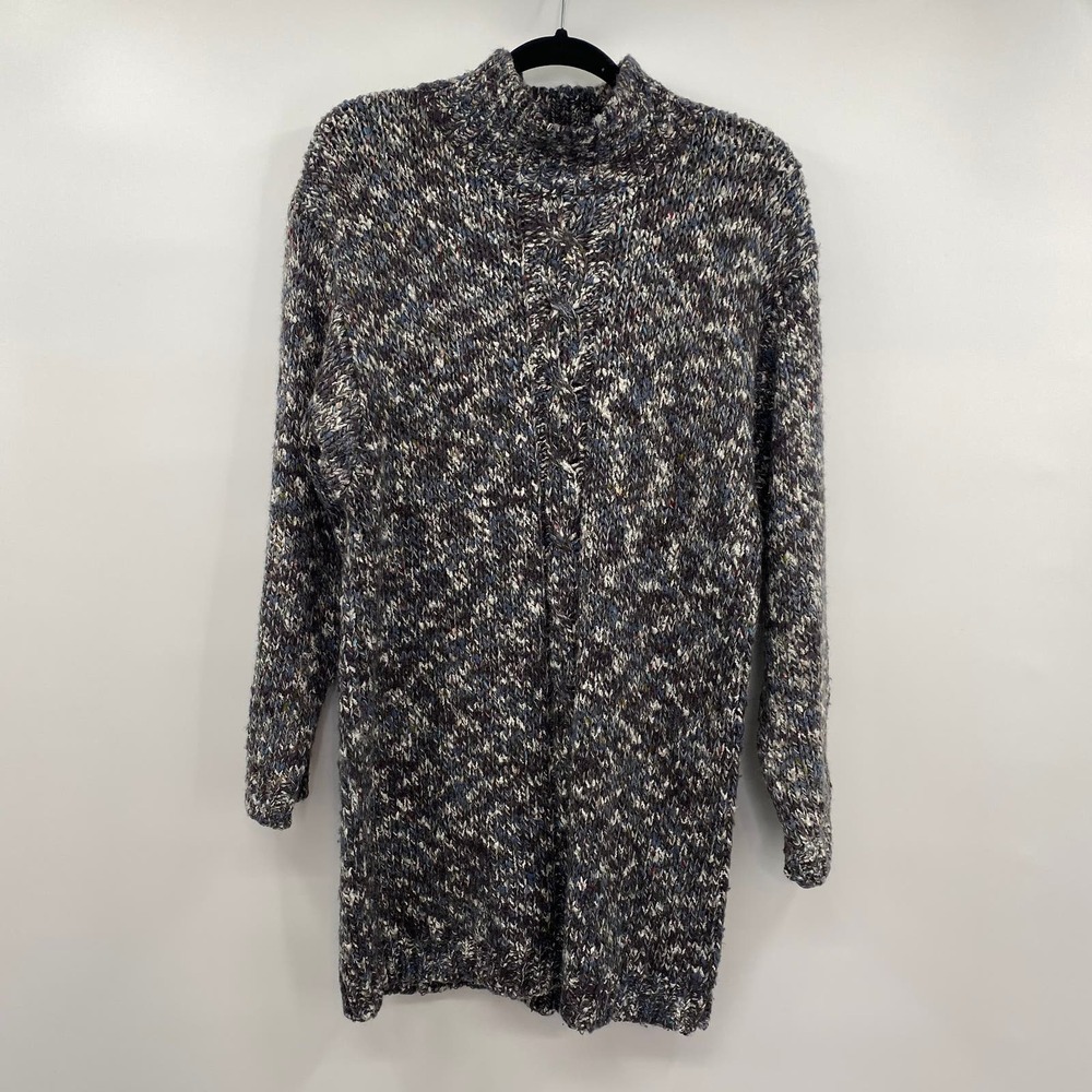 Idiams Vintage Sweater Gray Black White Wool Blend Shoulder Pads Womens Large